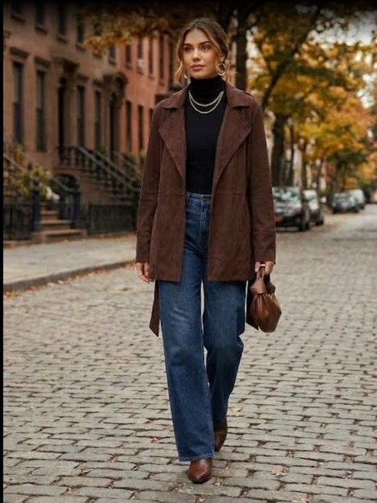 Anthropologie Jackets & Blazers - Oversized Anthropologie Espresso Brown Suede-Look Blazer